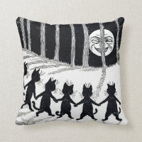 Full moon and Cats, Louis Wain Throw Pillow
