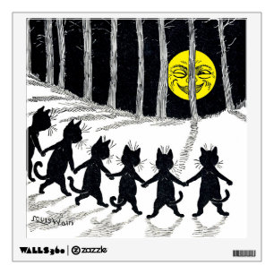Full moon and Cats, Louis Wain Wall Decal