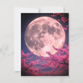 Full Moon and Cherry Blossoms Invitation – Elegant Postcard