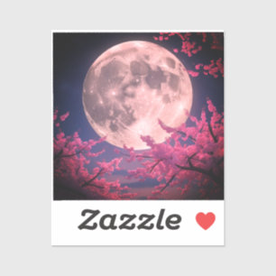 Full Moon and Cherry Blossoms Invitation – Elegant Sticker