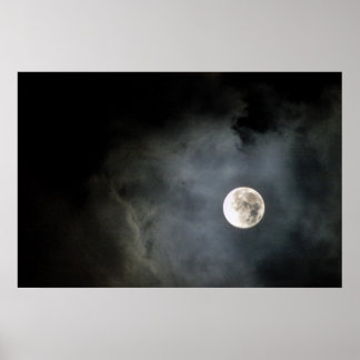 Full Moon and Clouds Poster