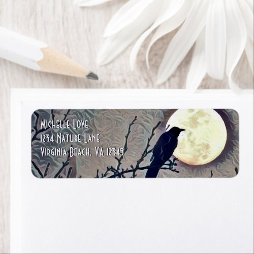 Full Moon and Crow Autumn Fall Address Label