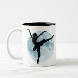 Full moon and dancer silhouette Two-Tone coffee mug