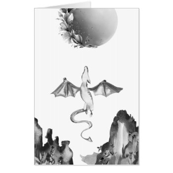 Full Moon And Dragon Black And White Big Birthday Card by TheBeachBum at Zazzle