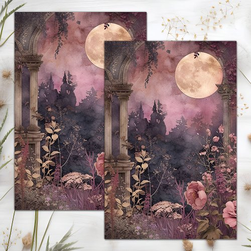 FULL MOON AND GARDEN DECOUPAGE TISSUE PAPER