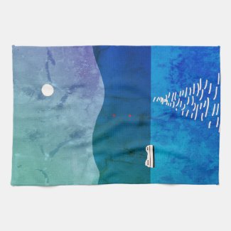 Full Moon and Landscape on Kitchen Towel