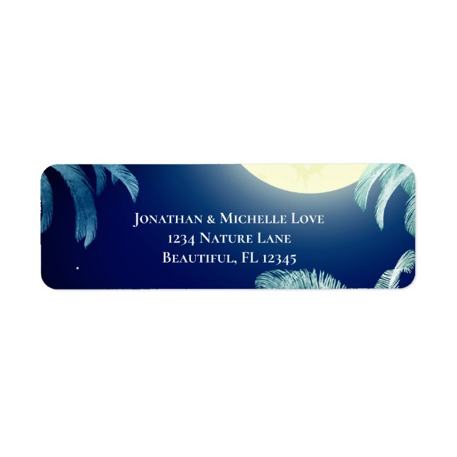Full Moon and Palm Trees Tropical Address Label (Front)