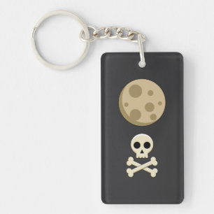 Full Moon and Skull Keychain