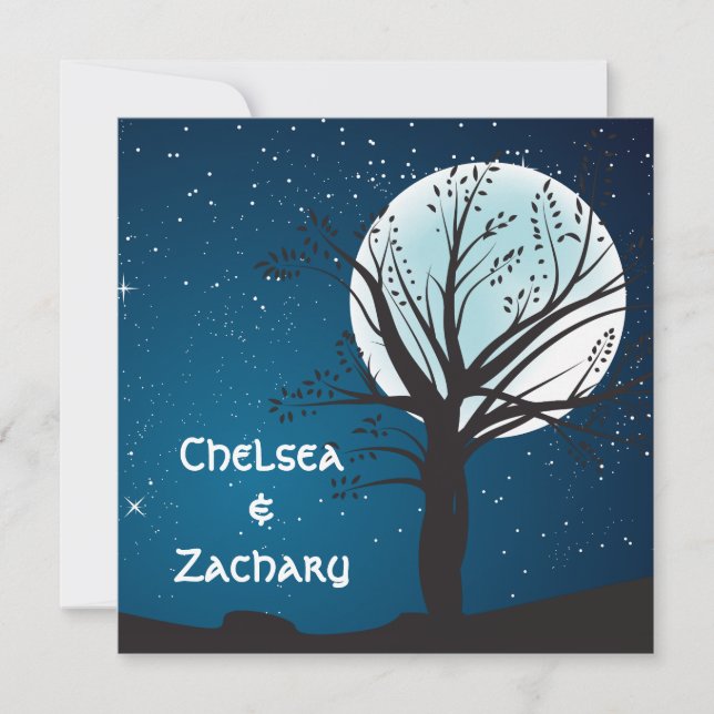 Full Moon and Stars Wedding Invitation (Front)