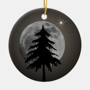 FULL MOON AND TREE CERAMIC ORNAMENT