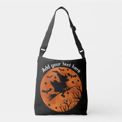 Full Moon and Witch Flaying on a Broom Cute Hallow Crossbody Bag