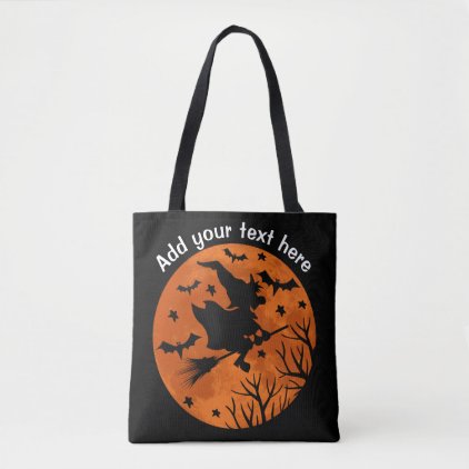 Full Moon and Witch Flaying on a Broom Cute Hallow Tote Bag