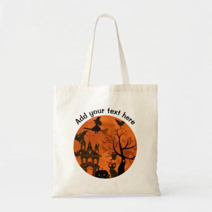 Full Moon and Witch Flaying on a Broom Cute Hallow Tote Bag