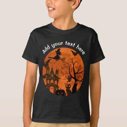 Full Moon and Witch Flaying on a Broom Halloween T-Shirt