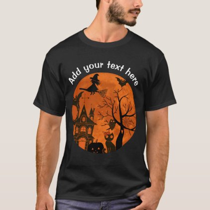 Full Moon and Witch Flaying on a Broom Halloween T-Shirt