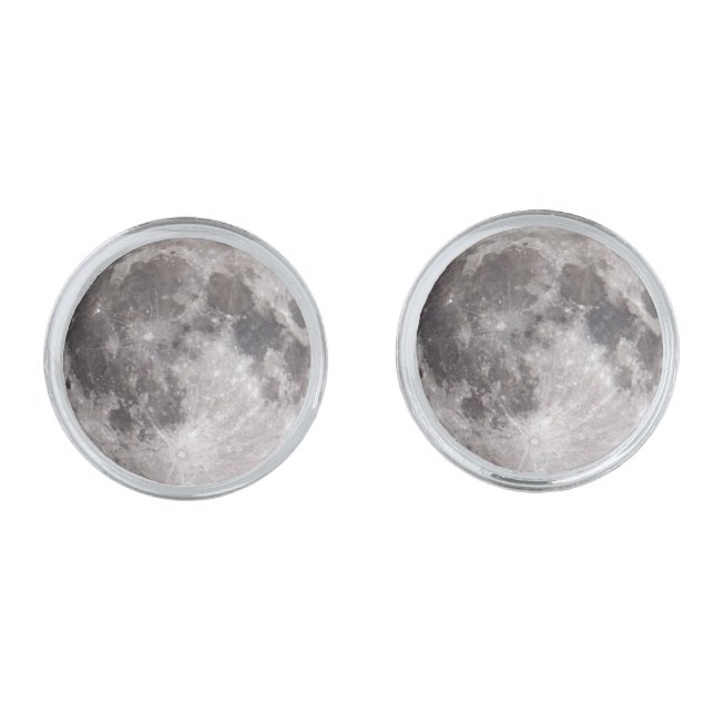 Full Moon Astronomy Image. Moon's Surface Cufflinks (Front)
