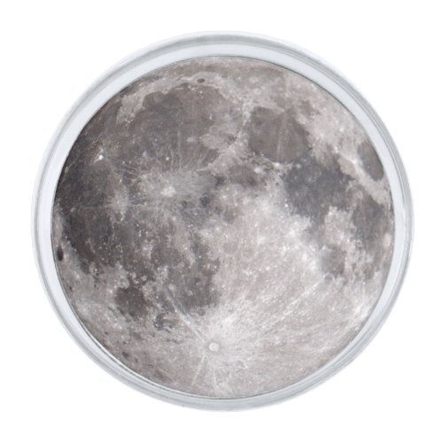 Full Moon Astronomy Image Silver Finish Lapel Pin