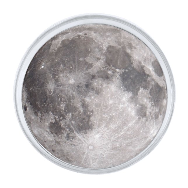 Full Moon Astronomy Image Silver Finish Lapel Pin (Front)