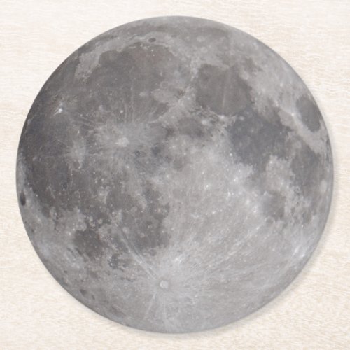 Full Moon Astronomy Theme Round Paper Coaster