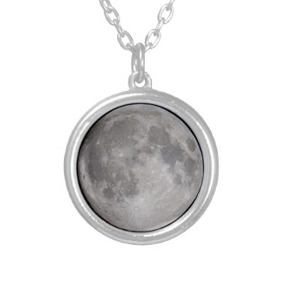 Full Moon Astronomy Theme Silver Plated Necklace