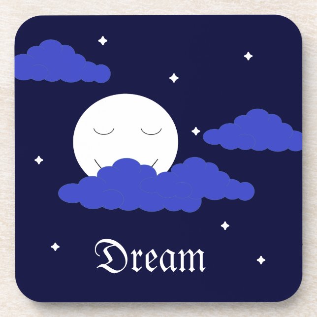 Full Moon at Midnight & Stars Beverage Coaster (Front)