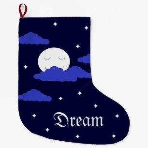 Full Moon at Midnight & Stars Large Christmas Stocking