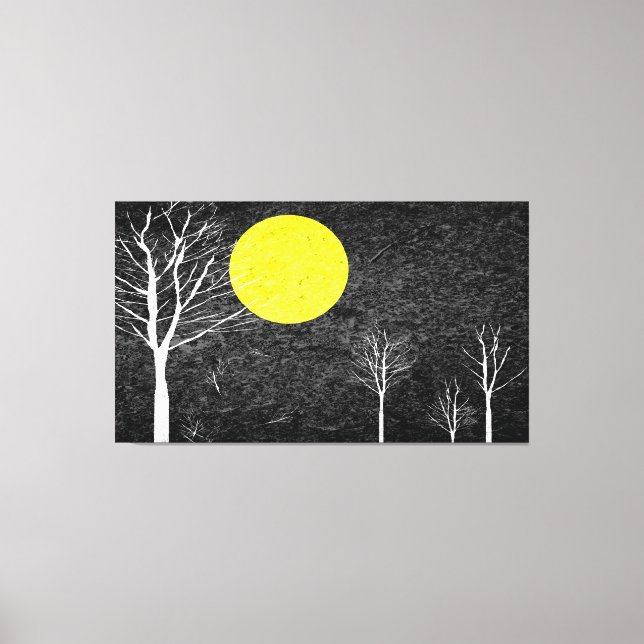 Full Moon at Night | Abstract Painting 2 Canvas Print (Front)