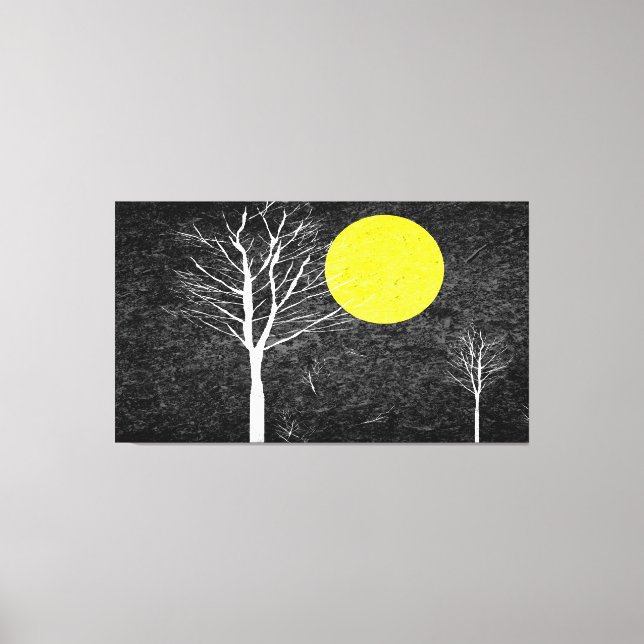 Full Moon at Night | Abstract Painting Canvas Print (Front)