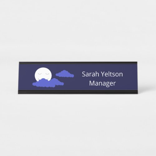 Full Moon at Night Desk Name Plate