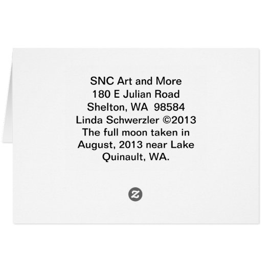 Full Moon August 2013 - Frameable Art Card (Back Horizontal)
