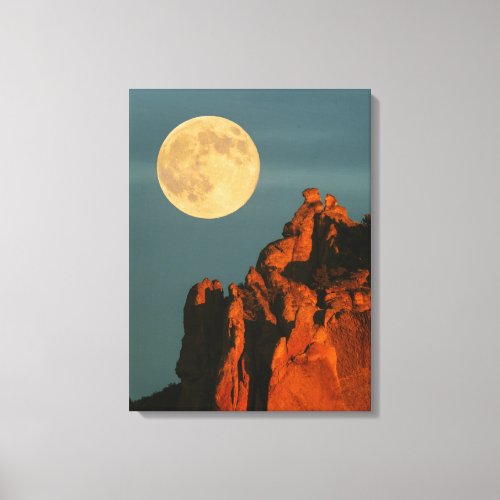 Full Moon  Basalt Cliffs Smith Rock State Park Canvas Print