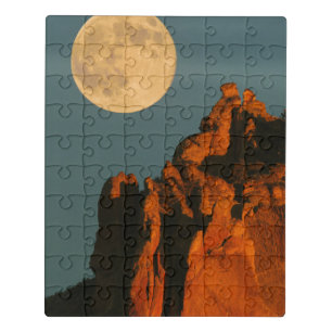 Full Moon   Basalt Cliffs Smith Rock State Park Jigsaw Puzzle