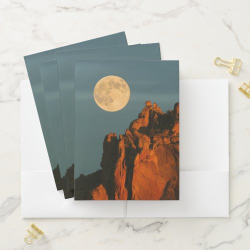 Full Moon  Basalt Cliffs Smith Rock State Park Pocket Folder