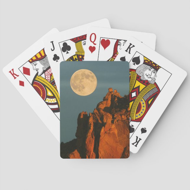 Full Moon | Basalt Cliffs Smith Rock State Park Poker Cards (Back)