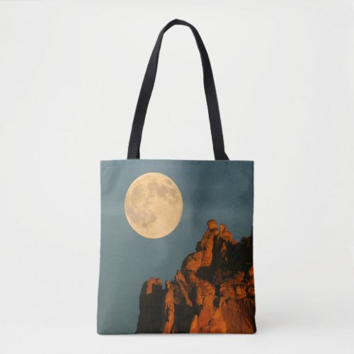 Full Moon  Basalt Cliffs Smith Rock State Park Tote Bag