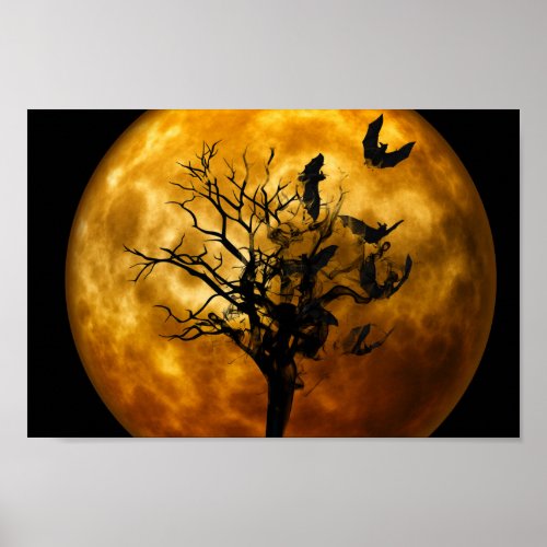 Full moon  Bats Poster