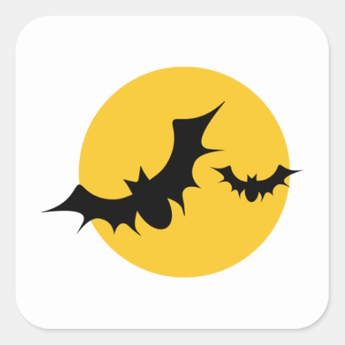 Full Moon Bats Square Sticker