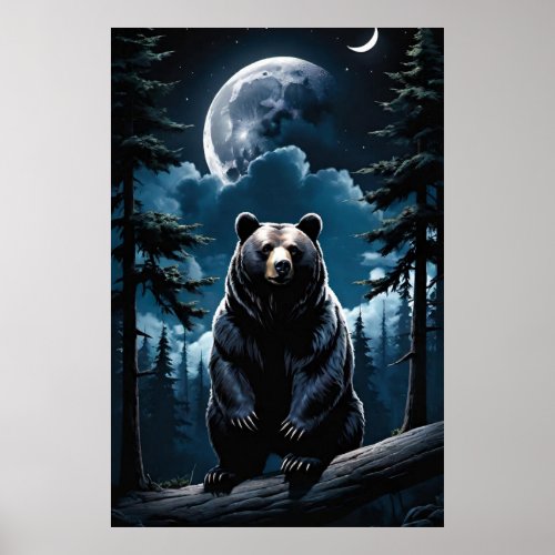 Full Moon Bear Poster