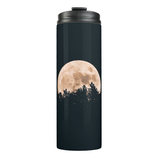 FULL MOON BEHIND A TREE SILHOUETTES THERMAL TUMBLER (Front)