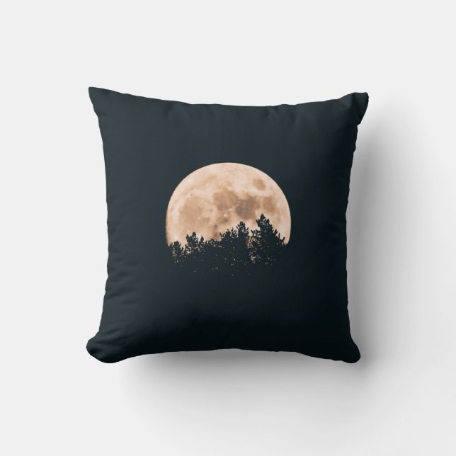 FULL MOON BEHIND A TREE SILHOUETTES THROW PILLOW (Front)