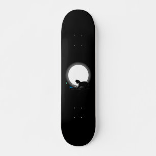 Full Moon Black Cat And Stars Skateboard