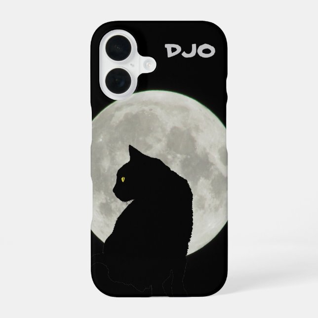 Full Moon Black Cat Profile Iphone Case (Back)