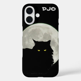 Full Moon Black Cat Resting iPhone 16 Case