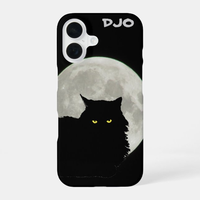 Full Moon Black Cat Resting Iphone Case (Back)