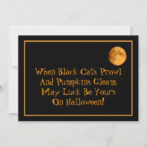Full Moon  Black Cats Halloween Party Invitation