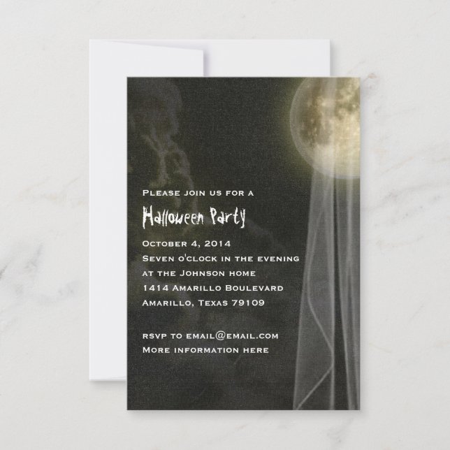 Full Moon Black Night Halloween Party Small Invite (Front)