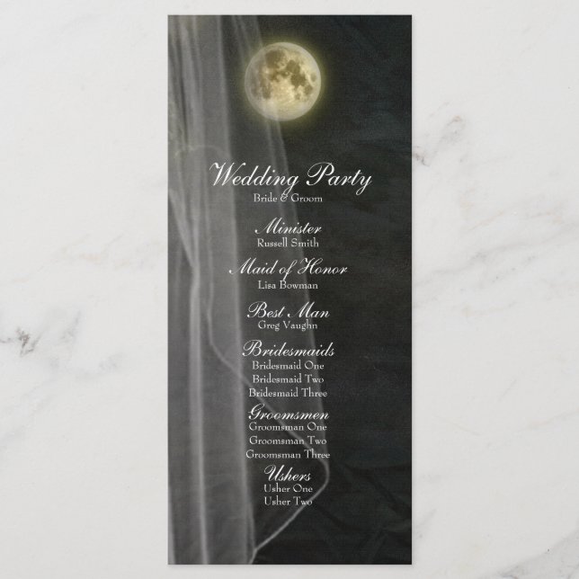 Full Moon Black Night Veil Wedding Program (Front)