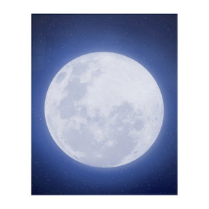 Full Moon Blue Aura Acrylic Wall Art