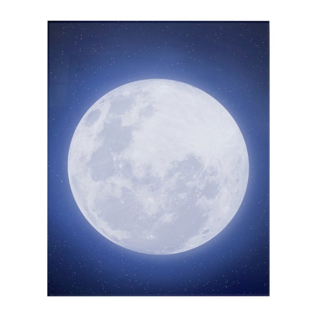 Full Moon Blue Aura Acrylic Wall Art (Front)