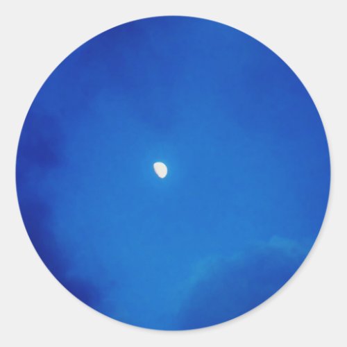 Full Moon  Blue Clouds Classic Round Sticker